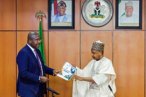 ABUJA CHAMBER OF COMMERCE AND INDUSTRYPresident, Abuja Chamber of Commerce and Industry, Dr Emeka Obegolu SAN (left), and Minister of Budget and Economic Planning, Senator Abubakar Bagudu, during the visit of the ACCI to the ministry in Abuja on Tuesday 18/03/25 PHOTO: FMBEP