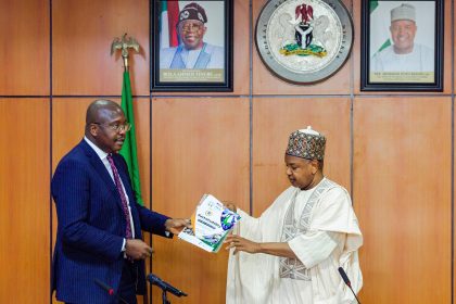 ABUJA CHAMBER OF COMMERCE AND INDUSTRY President, Abuja Chamber of Commerce and Industry, Dr Emeka Obegolu SAN (left), and Minister of Budget and Economic Planning, Senator Abubakar Bagudu, during the visit of the ACCI to the ministry in Abuja on Tuesday 18/03/25 PHOTO: FMBEP