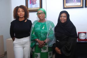 Left to Right: Executive Commissioner, Legal and Enforcement, Securities and Exchange Commission, Ms Frana Chukwuogor, President National Council for Women Society, Princess Edna D.D Azura and Executive Commissioner Corporate Services SEC, Mrs Samiya Hassan Usman during a visit by the National Council for Women Society (NCWS), Nigeria to the Commission.